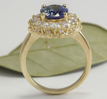Load image into Gallery viewer, 3.80 Carats Natural Very Nice Looking Tanzanite and Diamond 14K Solid Yellow Gold Ring