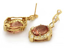Load image into Gallery viewer, 16.30 Carats Natural Morganite and Diamond 14K Yellow Gold Earrings