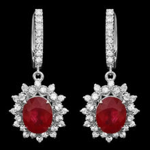 Load image into Gallery viewer, 9.80Ct Natural Ruby and Diamond 14K Solid White Gold Earrings
