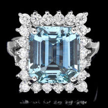Load image into Gallery viewer, 4.90 Carats Natural Aquamarine and Diamond 14k Solid White Gold Ring