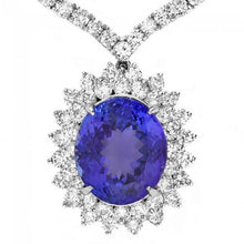 Load image into Gallery viewer, 22.80Ct Natural Tanzanite and Diamond 18K Solid White Gold Necklace