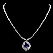 Load image into Gallery viewer, 22.80Ct Natural Tanzanite and Diamond 18K Solid White Gold Necklace