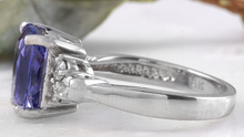 Load image into Gallery viewer, 3.80 Carats Natural Very Nice Looking Tanzanite and Diamond 14K Solid White Gold Ring