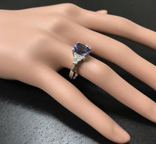 Load image into Gallery viewer, 3.80 Carats Natural Very Nice Looking Tanzanite and Diamond 14K Solid White Gold Ring