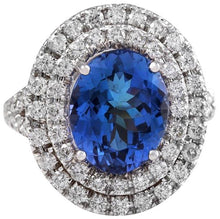 Load image into Gallery viewer, 6.20 Carats Natural Very Nice Looking Tanzanite and Diamond 14K Solid White Gold Ring
