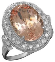 Load image into Gallery viewer, 6.30 Carats Natural Morganite and Diamond 14K Solid White Gold Ring