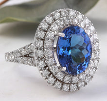 Load image into Gallery viewer, 6.20 Carats Natural Very Nice Looking Tanzanite and Diamond 14K Solid White Gold Ring