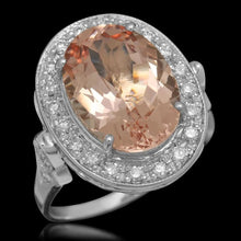 Load image into Gallery viewer, 6.30 Carats Natural Morganite and Diamond 14K Solid White Gold Ring