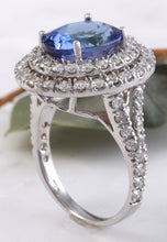 Load image into Gallery viewer, 6.20 Carats Natural Very Nice Looking Tanzanite and Diamond 14K Solid White Gold Ring