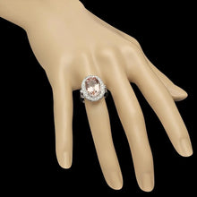 Load image into Gallery viewer, 6.30 Carats Natural Morganite and Diamond 14K Solid White Gold Ring