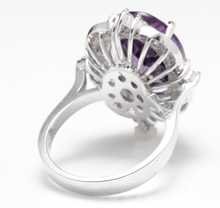 Load image into Gallery viewer, 9.75 Carats Natural Impressive Amethyst and Diamond 14K Solid White Gold Ring