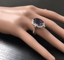 Load image into Gallery viewer, 9.75 Carats Natural Impressive Amethyst and Diamond 14K Solid White Gold Ring
