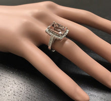 Load image into Gallery viewer, 7.35 Carats Exquisite Natural Morganite and Diamond 14K Solid White Gold Ring