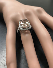 Load image into Gallery viewer, 7.35 Carats Exquisite Natural Morganite and Diamond 14K Solid White Gold Ring
