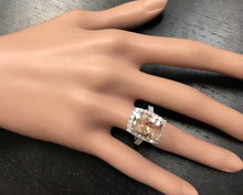 Load image into Gallery viewer, 7.35 Carats Exquisite Natural Morganite and Diamond 14K Solid White Gold Ring