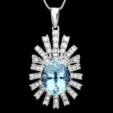 Load image into Gallery viewer, 10.50Ct Natural Aquamarine and  Diamond 14K Solid White Gold Pendant