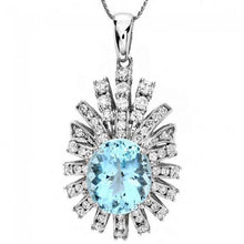 Load image into Gallery viewer, 10.50Ct Natural Aquamarine and  Diamond 14K Solid White Gold Pendant