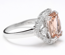 Load image into Gallery viewer, 5.75 Carats Exquisite Natural Morganite and Diamond 14K Solid White Gold Ring