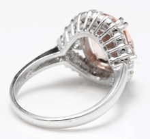 Load image into Gallery viewer, 5.75 Carats Exquisite Natural Morganite and Diamond 14K Solid White Gold Ring