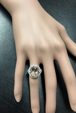 Load image into Gallery viewer, 5.75 Carats Exquisite Natural Morganite and Diamond 14K Solid White Gold Ring