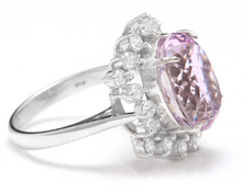 Load image into Gallery viewer, 8.40 Carats Natural Kunzite and Diamond 14K Solid White Gold Ring