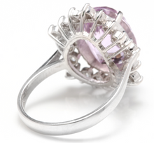 Load image into Gallery viewer, 8.40 Carats Natural Kunzite and Diamond 14K Solid White Gold Ring