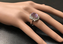 Load image into Gallery viewer, 8.40 Carats Natural Kunzite and Diamond 14K Solid White Gold Ring