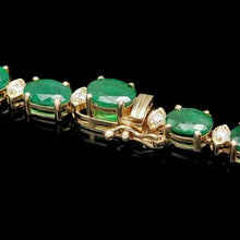 Load image into Gallery viewer, 26.00Ct Natural Emerald and Diamond 14K Solid Yellow Gold Necklace