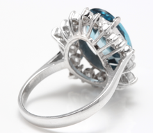 Load image into Gallery viewer, 6.90 Carats Natural Impressive London Blue Topaz and Diamond 14K White Gold Ring