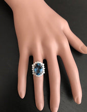 Load image into Gallery viewer, 6.90 Carats Natural Impressive London Blue Topaz and Diamond 14K White Gold Ring