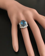 Load image into Gallery viewer, 6.90 Carats Natural Impressive London Blue Topaz and Diamond 14K White Gold Ring