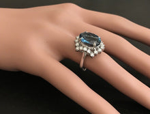 Load image into Gallery viewer, 6.90 Carats Natural Impressive London Blue Topaz and Diamond 14K White Gold Ring