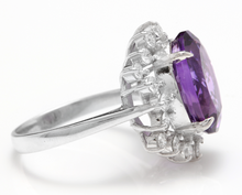 Load image into Gallery viewer, 7.90 Carats Natural Amethyst and Diamond 14K Solid White Gold Ring