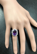 Load image into Gallery viewer, 7.90 Carats Natural Amethyst and Diamond 14K Solid White Gold Ring