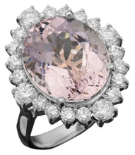 Load image into Gallery viewer, 10.40 Carats Natural Pink Kunzite and Diamond 14K Solid White Gold Ring