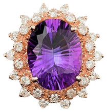 Load image into Gallery viewer, 6.70 Carats Natural Amethyst and Diamond 14K Solid Rose Gold Ring