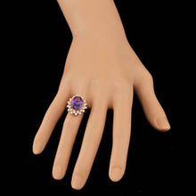 Load image into Gallery viewer, 6.70 Carats Natural Amethyst and Diamond 14K Solid Rose Gold Ring