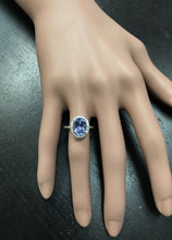 Load image into Gallery viewer, 3.40 Carats Natural Very Nice Looking Tanzanite and Diamond 14K Solid White Gold Ring