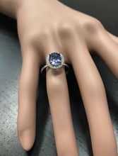 Load image into Gallery viewer, 3.40 Carats Natural Very Nice Looking Tanzanite and Diamond 14K Solid White Gold Ring