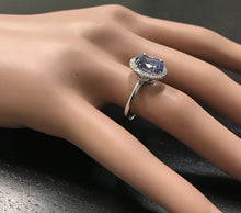 Load image into Gallery viewer, 3.40 Carats Natural Very Nice Looking Tanzanite and Diamond 14K Solid White Gold Ring