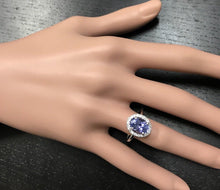 Load image into Gallery viewer, 3.40 Carats Natural Very Nice Looking Tanzanite and Diamond 14K Solid White Gold Ring
