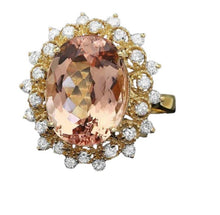 Load image into Gallery viewer, 8.40 Carats Natural Morganite and Diamond 14K Solid Yellow Gold Ring