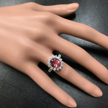 Load image into Gallery viewer, 3.90 Carats Natural Very Nice Looking Tourmaline and Diamond 14K Solid White Gold Ring