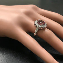 Load image into Gallery viewer, 3.90 Carats Natural Very Nice Looking Tourmaline and Diamond 14K Solid White Gold Ring