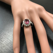 Load image into Gallery viewer, 3.90 Carats Natural Very Nice Looking Tourmaline and Diamond 14K Solid White Gold Ring