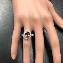 Load image into Gallery viewer, 3.90 Carats Natural Very Nice Looking Tourmaline and Diamond 14K Solid White Gold Ring