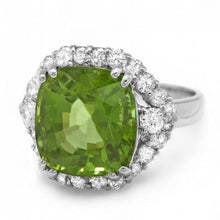 Load image into Gallery viewer, 8.50 Carats Natural Peridot and Diamond 14K Solid White Gold Ring