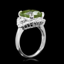 Load image into Gallery viewer, 8.50 Carats Natural Peridot and Diamond 14K Solid White Gold Ring