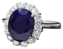 Load image into Gallery viewer, 6.00 Carats Natural Blue Sapphire and Diamond 14K Solid White Gold Ring