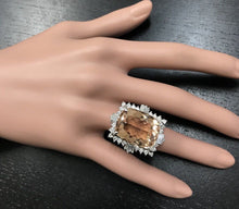Load image into Gallery viewer, 25.00 Carats Impressive Natural Morganite and Diamond 14K Solid White Gold Ring